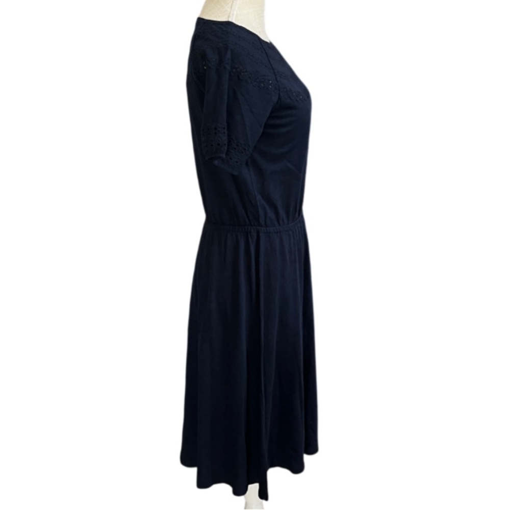 Talbots Eyelet Slub Knit Fit & Flare Dress in Navy - XS - Picture 3 of 10